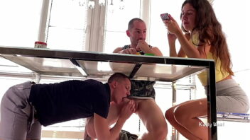 footjob under the table
